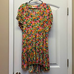 Umgee floral high low tiered skirt dress size L